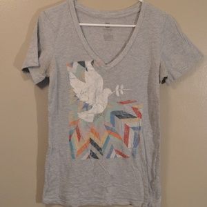 Element Skate Co Geometric Bird V Neck Gray Womens